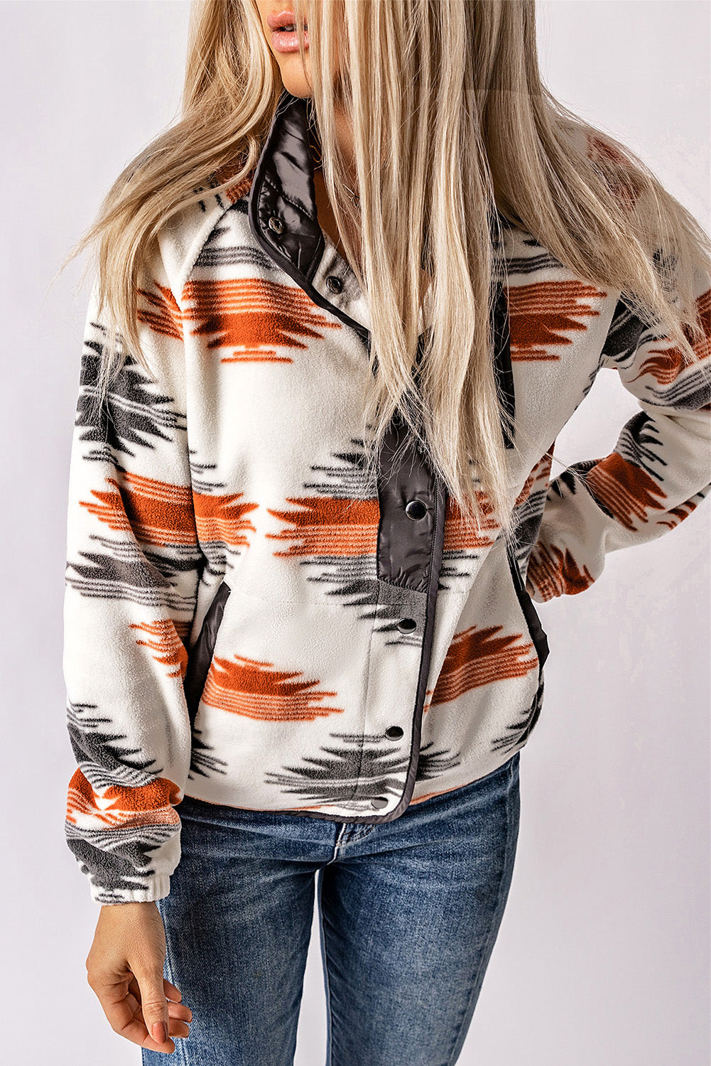 BMC🖤Gray Western Aztec Fleece Jacket