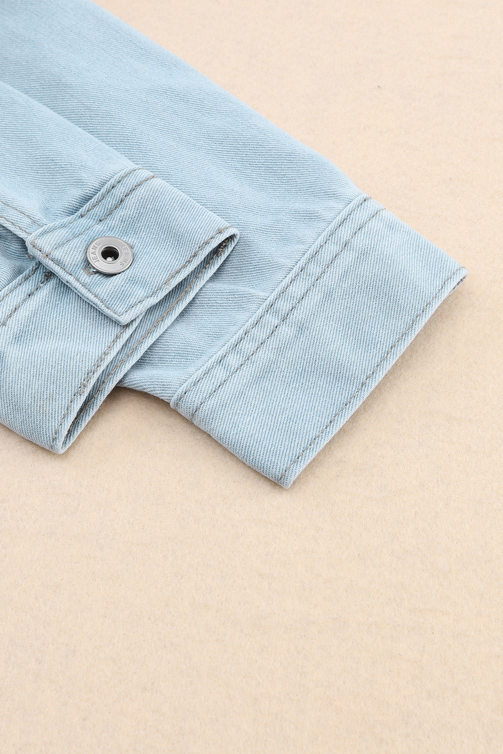 BMC🖤Sky Blue Flap Pocket Buttoned Raw Hem Denim Jacket