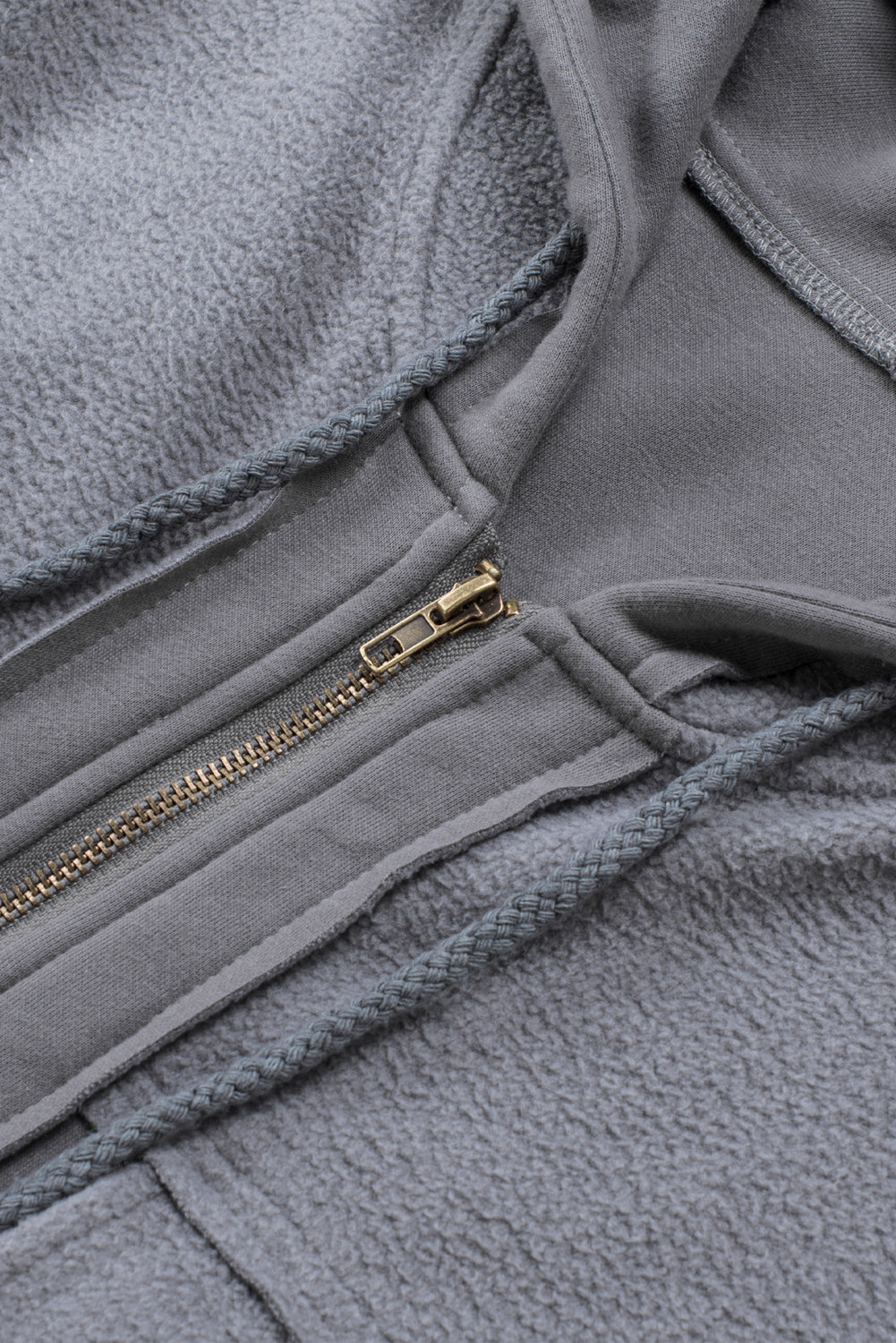 BMC🖤Gray Flap Pocket Drawstring Hood Zip Up Jacket