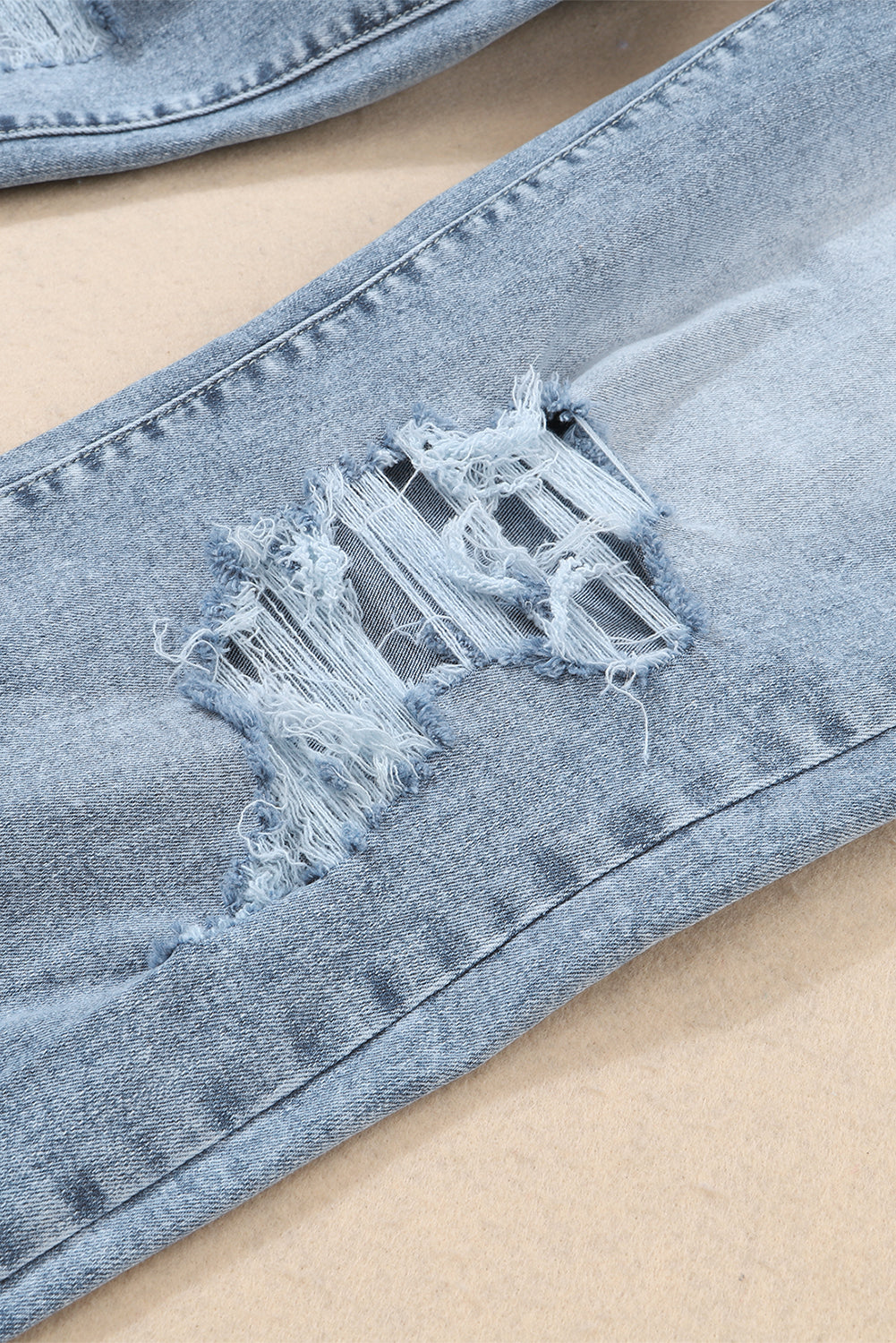 BMC♥️Sky Blue Light Wash Frayed Slim Fit High Waist Jeans