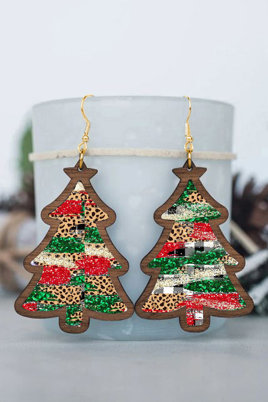 BMC🖤Leopard Plaid Christmas Tree Earrings