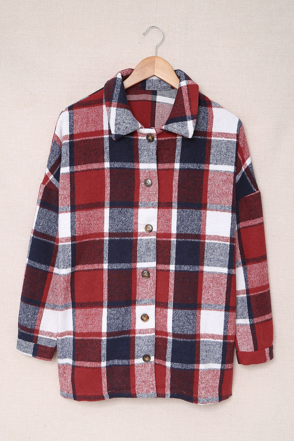 BMC🖤 Red Plaid Print Buttoned Shirt/Jacket