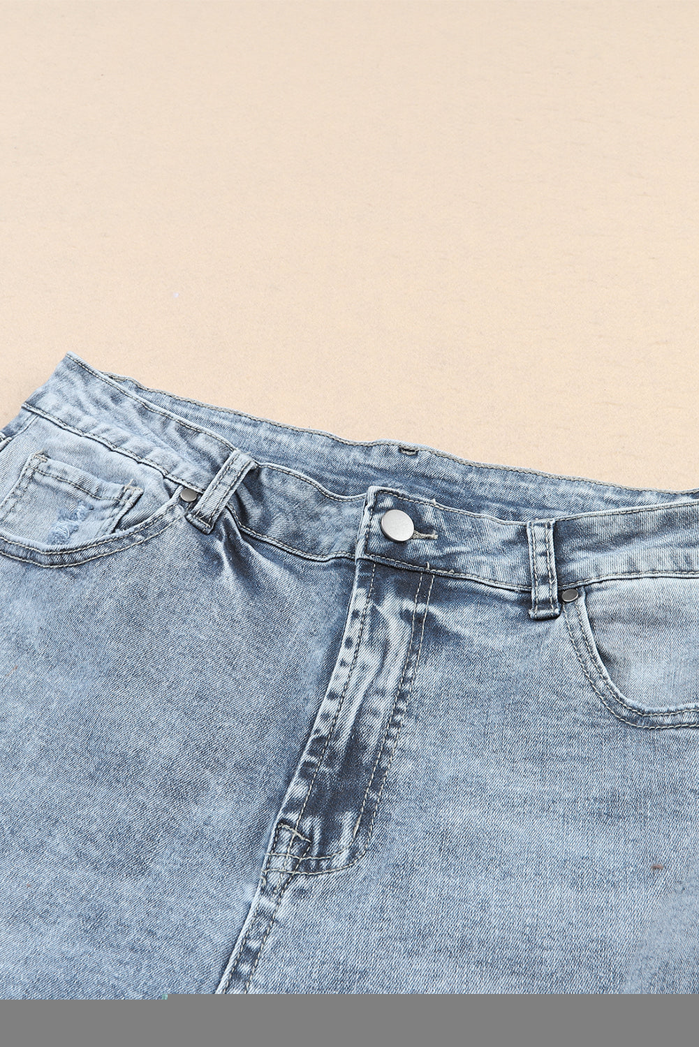 BMC♥️Sky Blue Light Wash Frayed Slim Fit High Waist Jeans