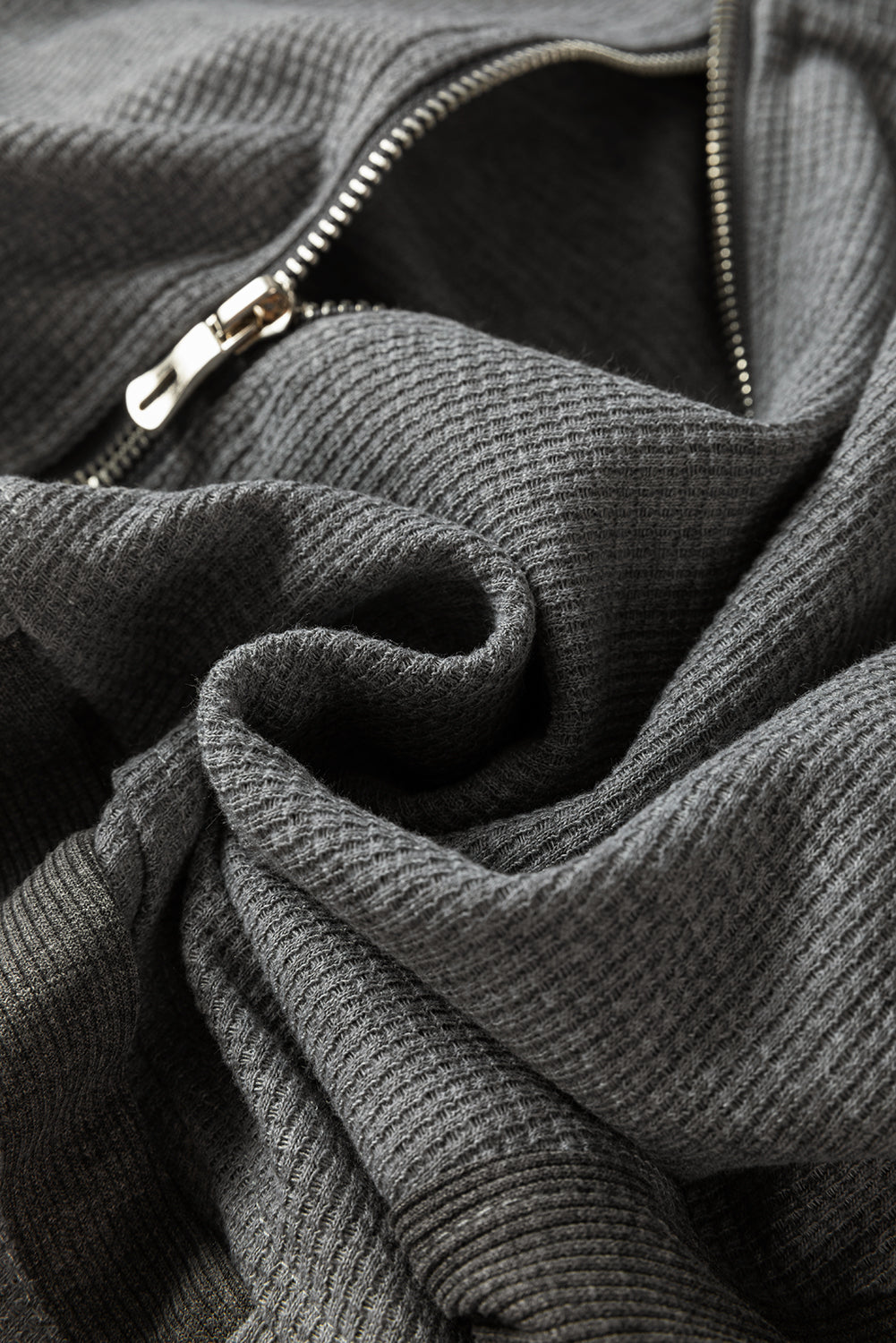 BMC 🖤 Gray Thermal Waffle Knit Full Zipper Hooded Jacket