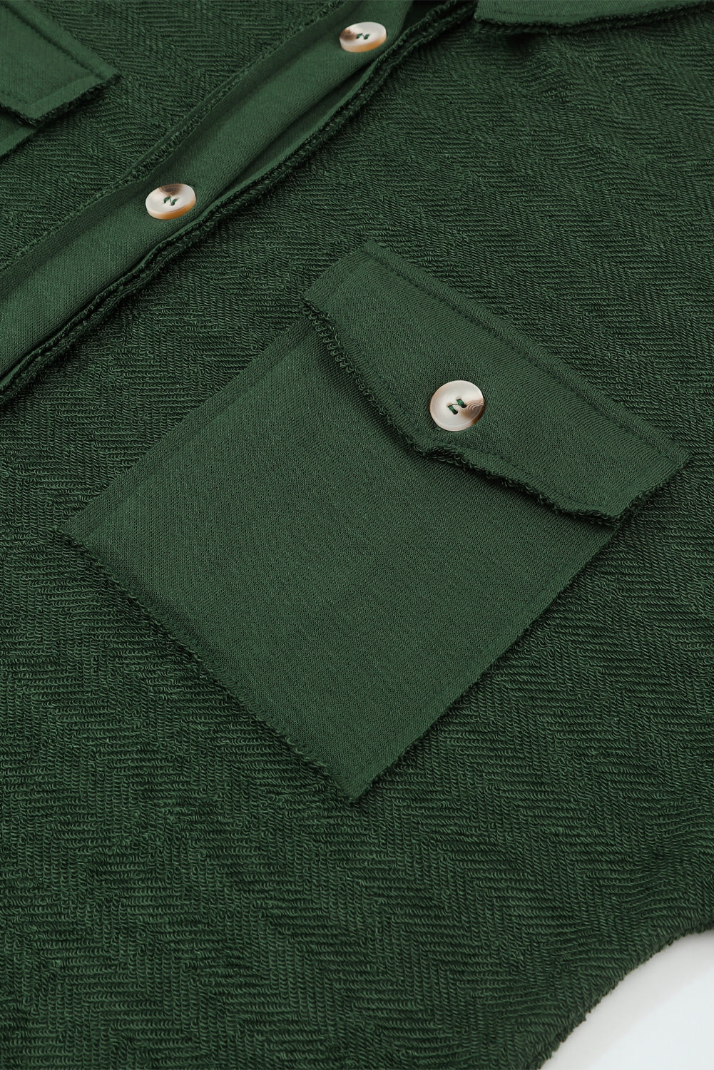 BMC🖤Green Contrast Flap Pockets Relaxed Shacket