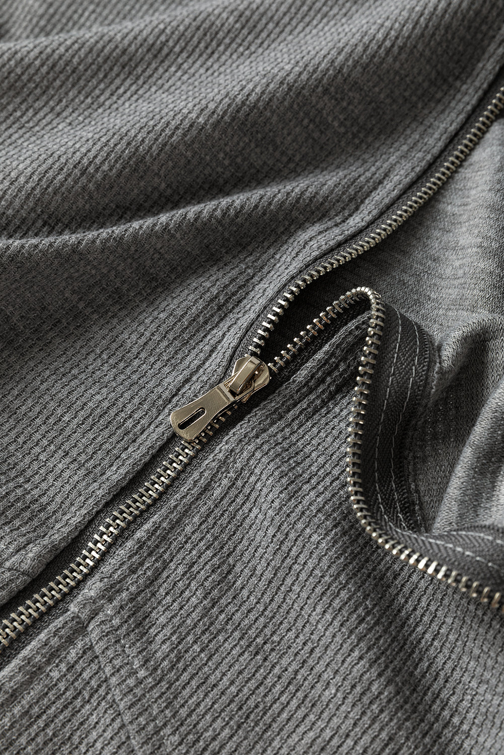 BMC 🖤 Gray Thermal Waffle Knit Full Zipper Hooded Jacket